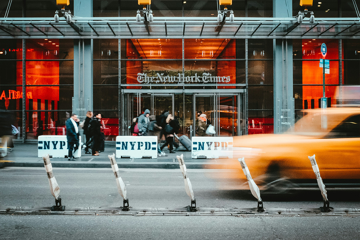 ニューヨーク・タイムズの本社の写真